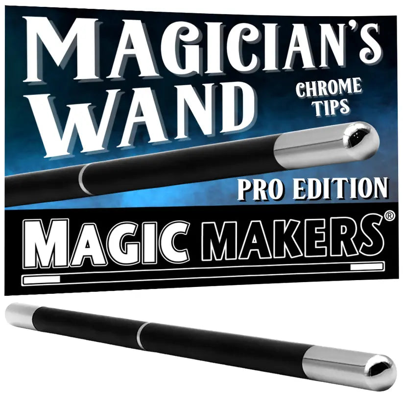 Magician's Pro Wand - Black with Chrome Tips-Magic Makers Inc Magic Makers Inc.
