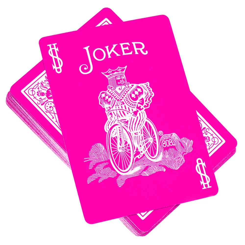 pink bicycle playing cards Joker deck by Magic Makers Inc bright magenta cards ideal for magic tricks and cardistry