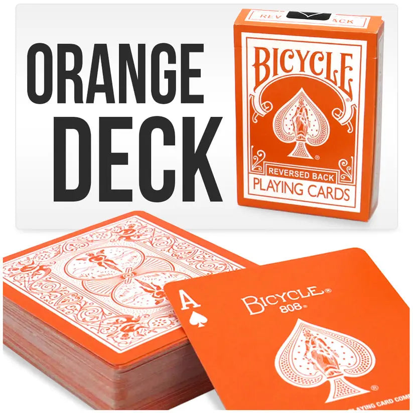 Orange & White Reversed Back Bicycle Deck Playing Cards-Magic Makers Inc Magic Makers Inc.
