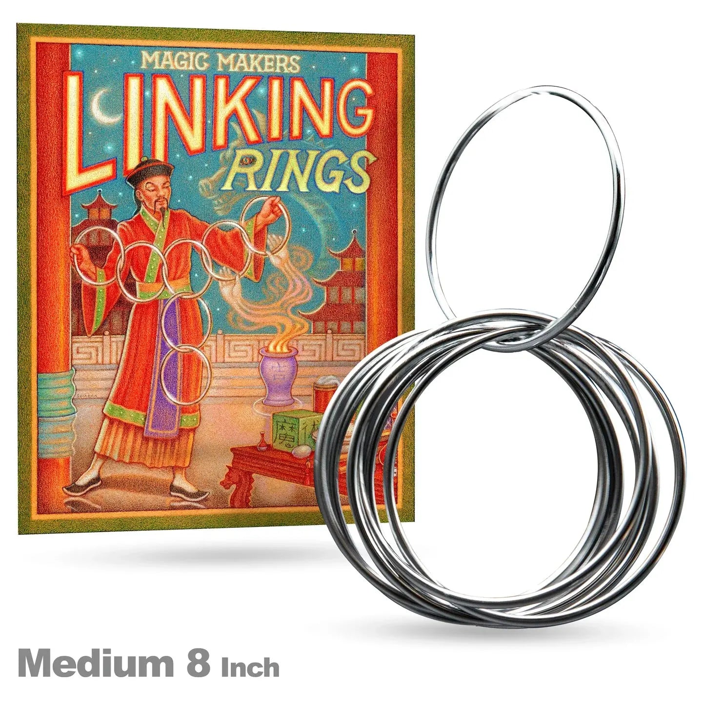 Magic Linking Rings Trick-Size "8" Medium-Magic Makers Inc, Magic Makers Inc.